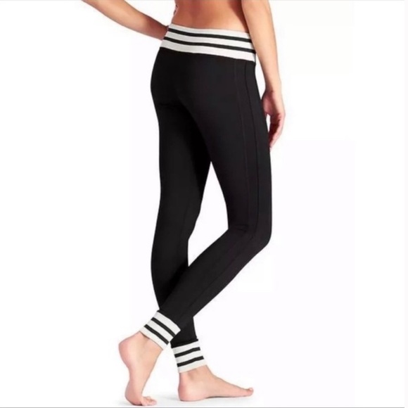 Athleta Black & Cream Striped Varsity jogger Pant Size S - Picture 2 of 12